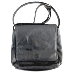 Nine West Black Leather Crossbody Bag Minimalist Parisian Vintage